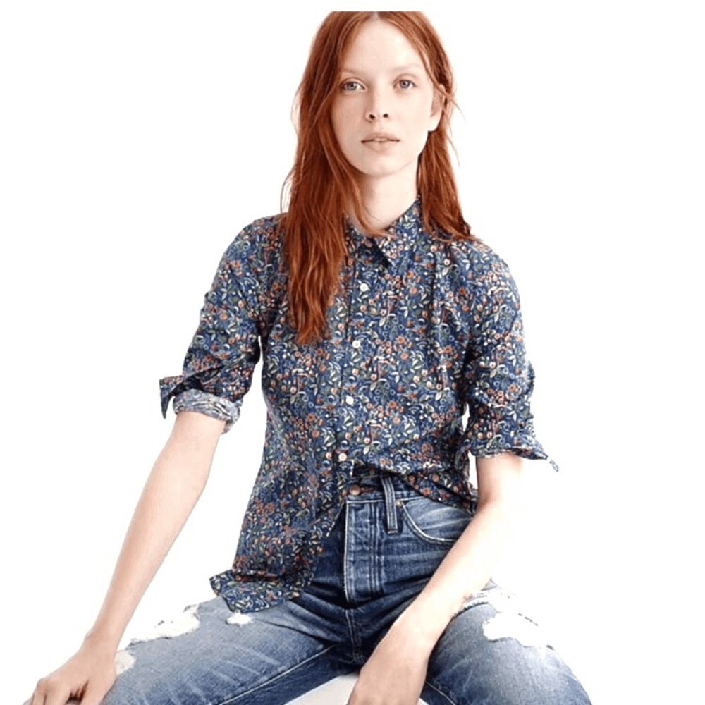 J. Crew Liberty Catesby Floral Perfect Button Down Shirt Women's Size 10